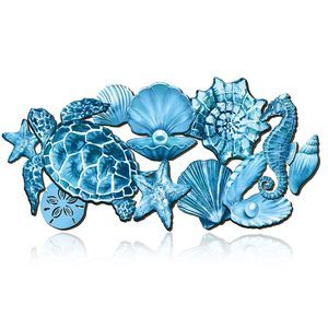 Summer Ocean Themed Wall Decorations Sea Horse Shell Coastal Wood Sea Turtle🐶